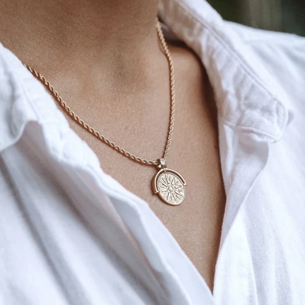 Atolea Golden Sun Pendant Necklace - Picture 2 of 5